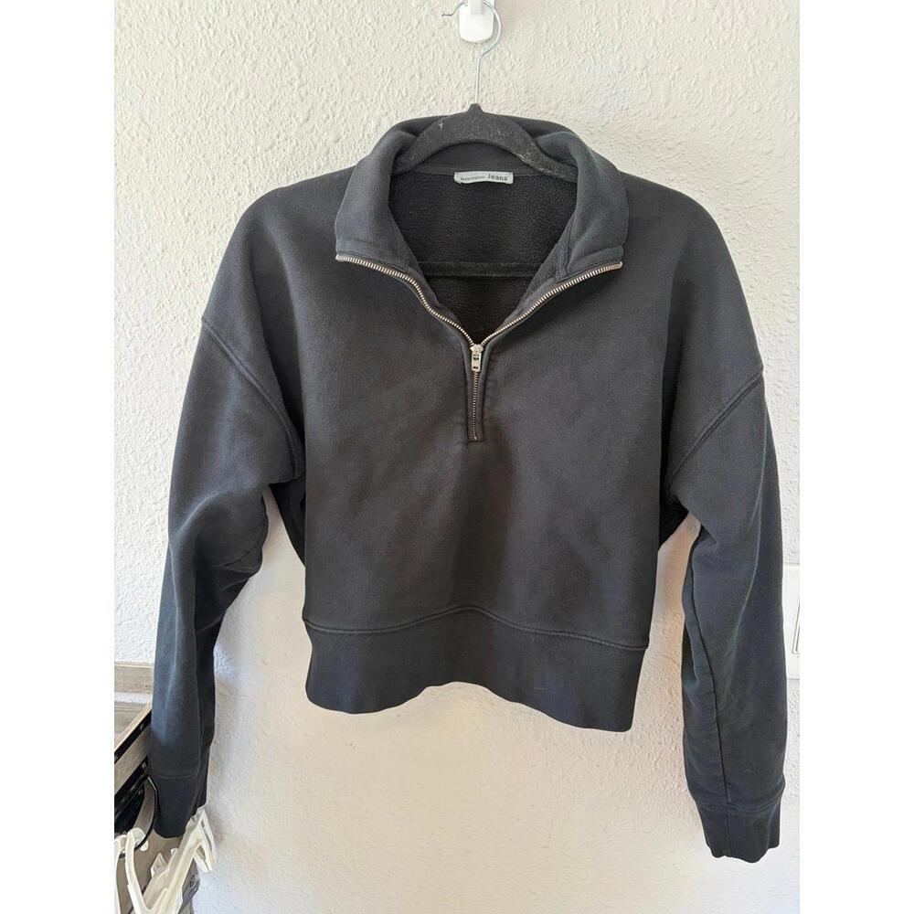 Reformation Jeans Black 1/4 zip crop size M